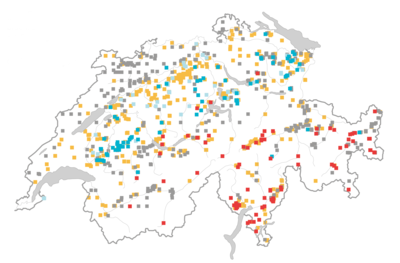 Répartition de types de sols forestiers fréquents en Suisse
