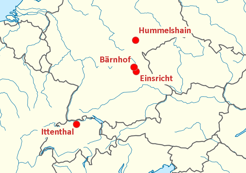 Lage der vier Pflanzorte Lage der vier Pflanzorte