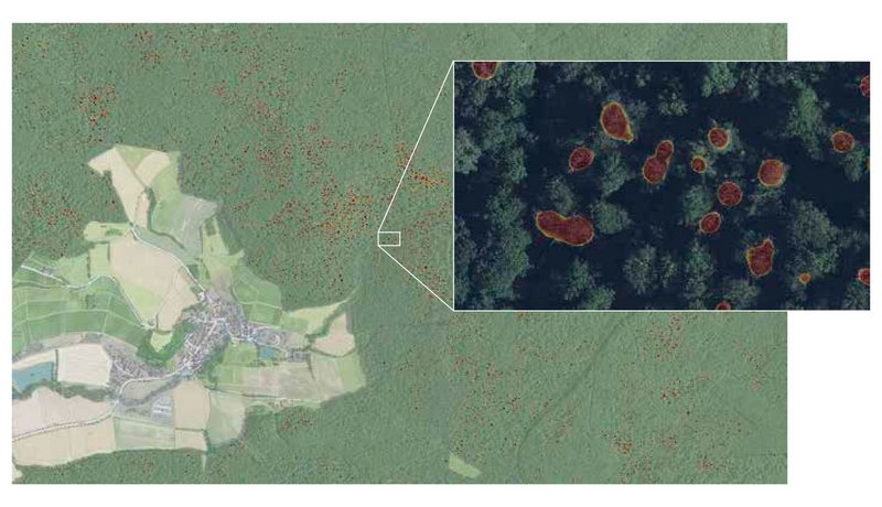 Karte und Luftbildausschnitt