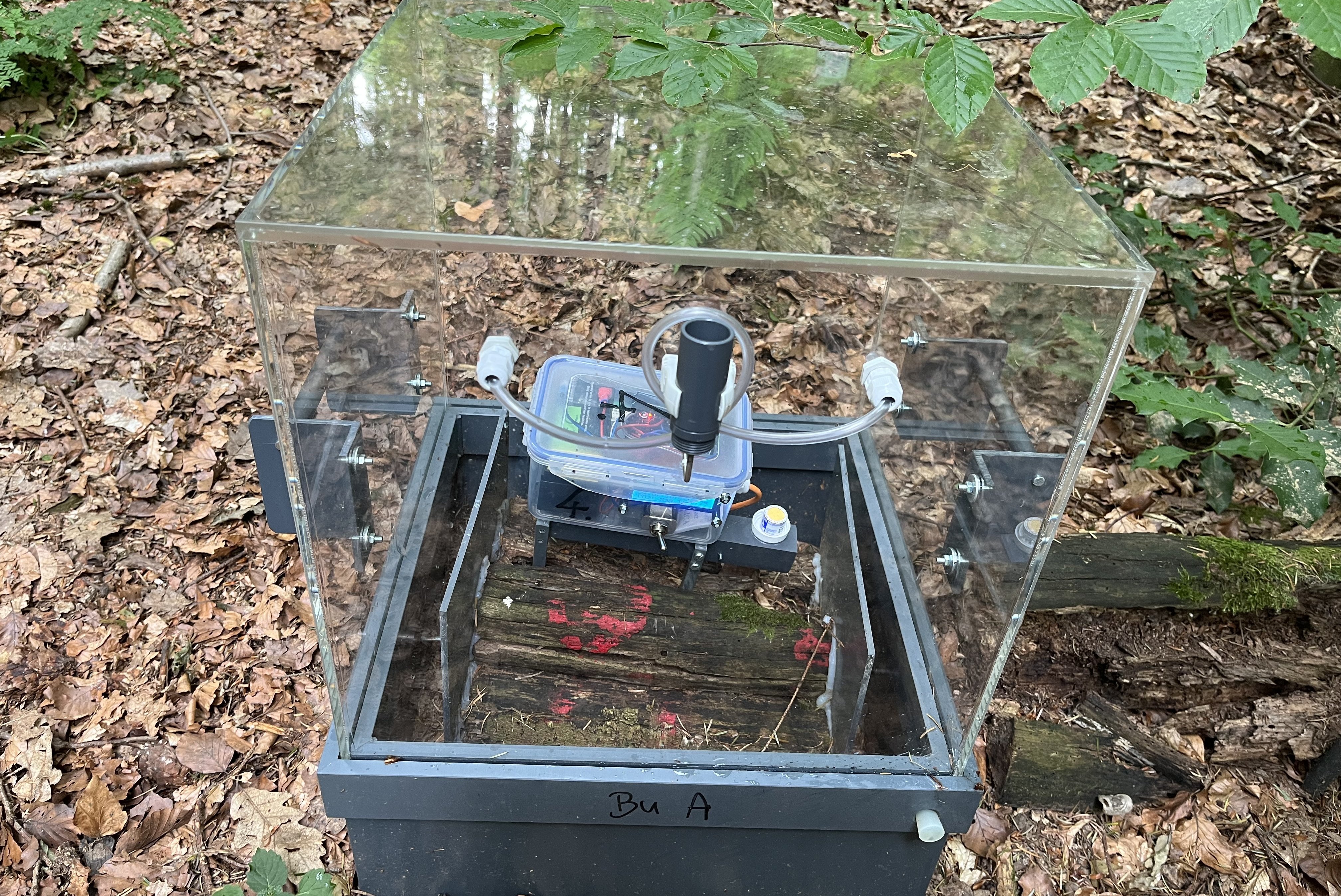 Kammermessung zur Erfassung der CO2-Emission aus dem Totholz