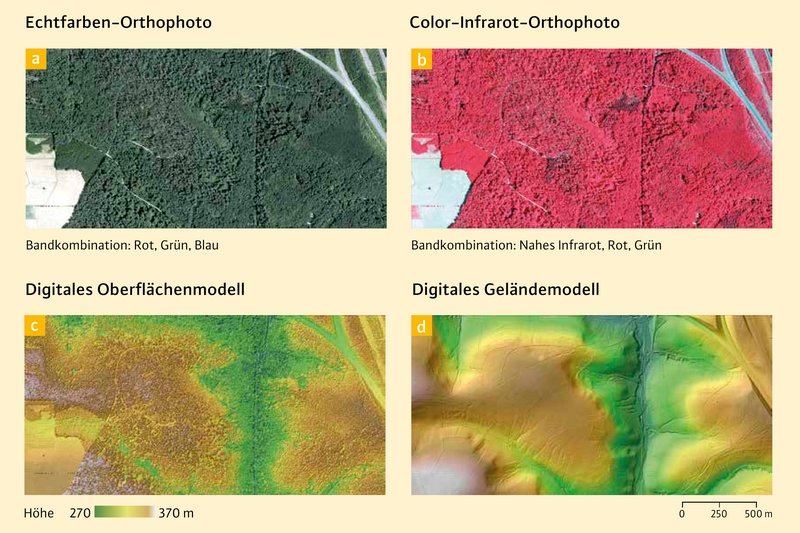 Luftbilder mit verschiedenen Auflösungen