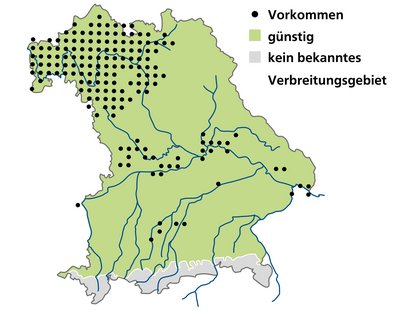 Bayernkarte mit vielen Punkten im Norden
