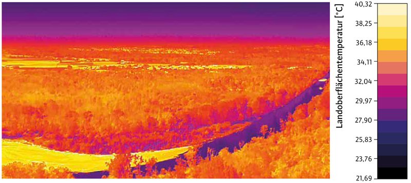 UAV-Aufnahme der Isarauen bei Moosburg mit Thermalkamera