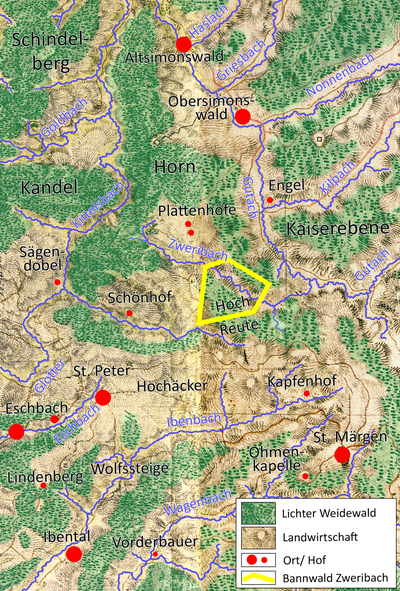 Waldarme Landschaft 1790 bei St. Peter/St. Märgen/Kandel im Hochschwarzwald.