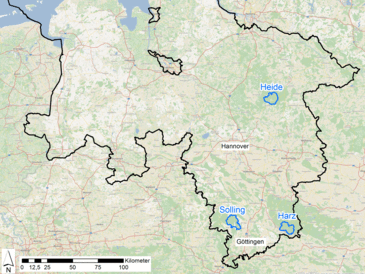 Lage der F³-Projektgebiete in Niedersachsen