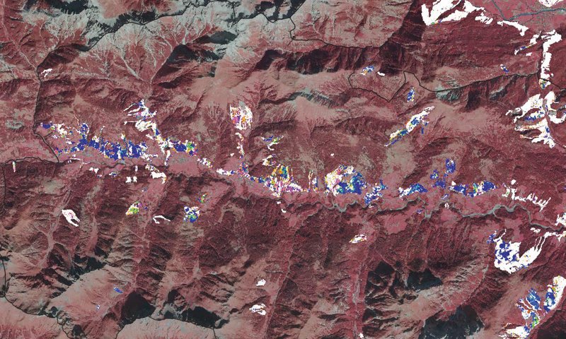 Orthofoto mit Schadflächen in Oberkärnten