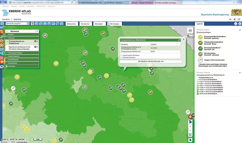 Darstellung des Energie-Atlas im Webbrowser