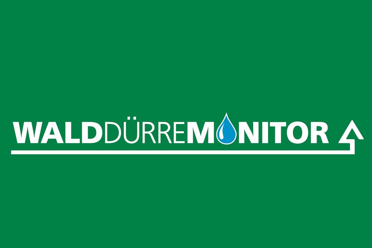 Logo "Walddürremonitor" auf grünem Hintergrund