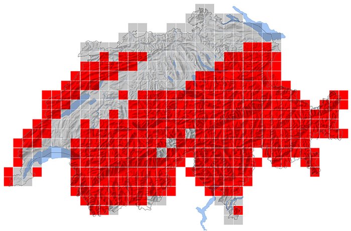 Répartition du Casse-noix moucheté en Suisse