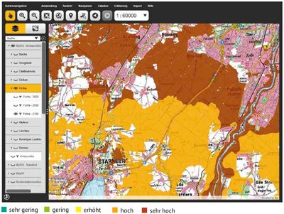 Karte mir roten Bereichen