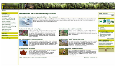 Das “erste” waldwissen.net ging am 16.02.2005 im Rahmen des Projekts “KnowForAlp” in Vaduz online (Screenshot von 2007). 
