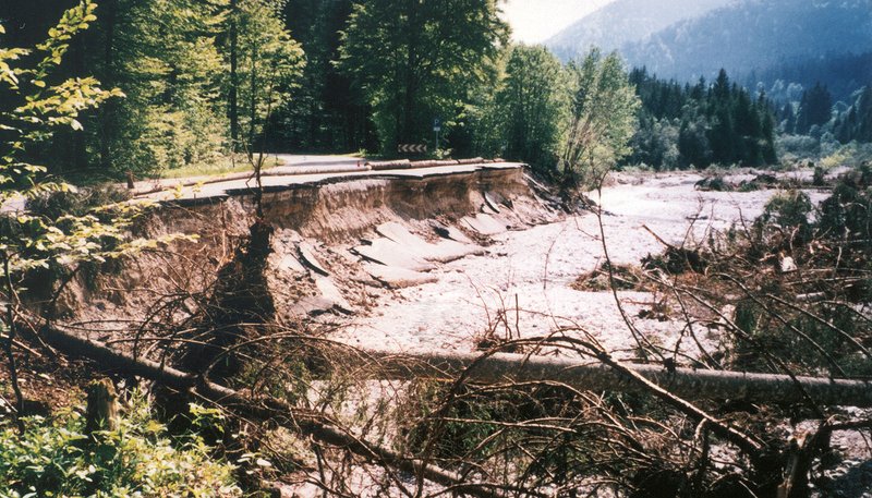 Hochwasserschäden 1999 bei Oberammergau