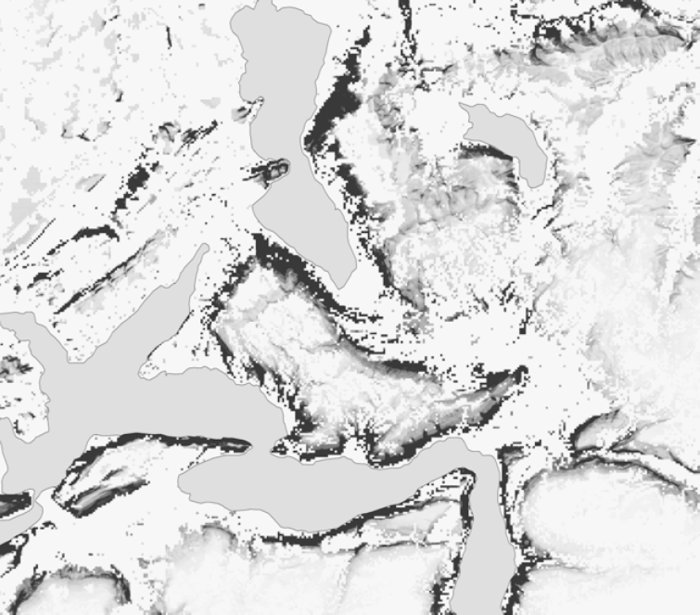 Présence modélisée de l’if dans la région du Rigi