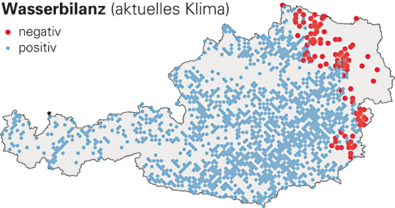 Klimatische Wasserbilanz im österreichischen Wald im aktuellen Klima