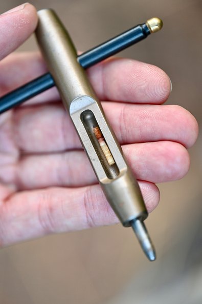 Eine Holzprobe von etwa 1,5 cm Länge, die direkt unter der Rinde aus Baumstämmen herausgeschnitten wurde