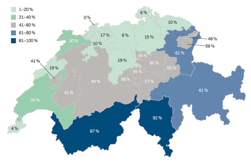 Schutzwaldanteil pro Kanton Schutzwaldanteil pro Kanton