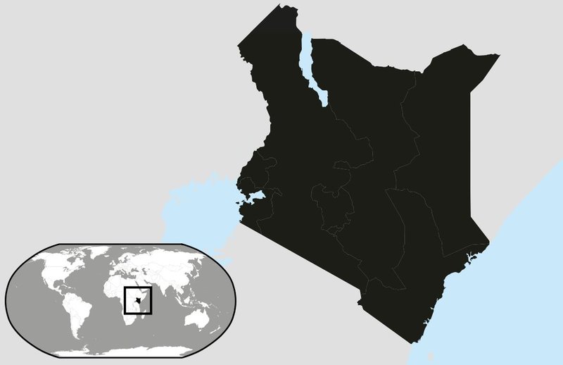 Weltkarte mit eingefärbter Position von Kenia