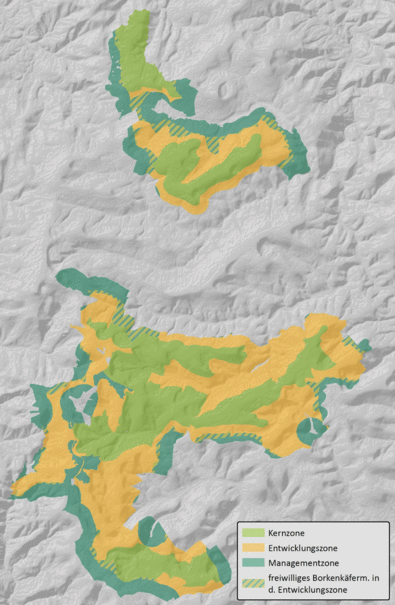 Vorläufige Zonierung des Nationalparks Schwarzwald – Stand 1.1.2016 (Quelle: Nationalparkverwaltung).