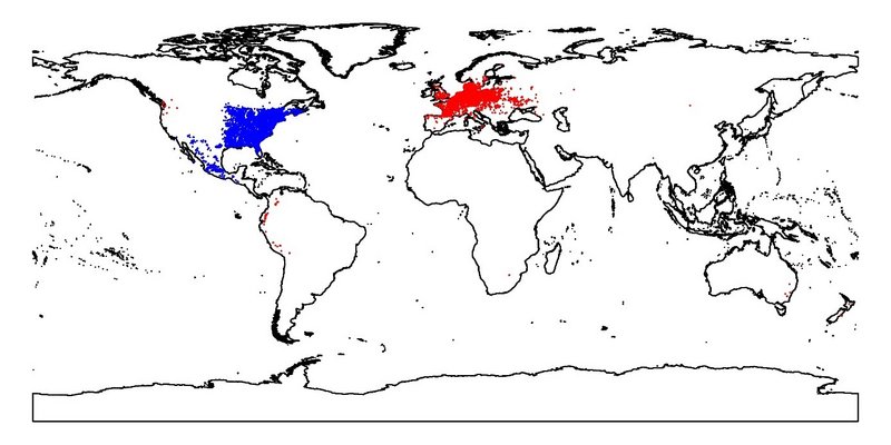 Verbreitungskarte Spätblühende Traubenkirsche