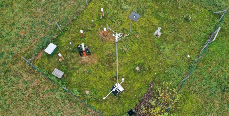 Luftaufnahme einer Waldklimastation