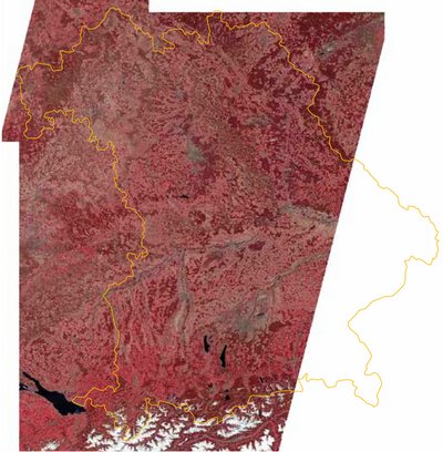 Bayernkarte als Color-Infrarot-Darstellung