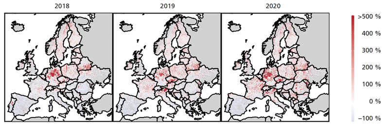 Übersterblichkeit in Europas Wäldern in den Jahren 2018–2020
