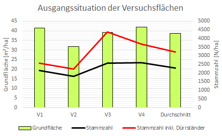 Ausgangsbestände der Versuchsflächen