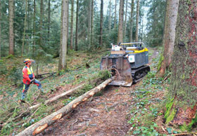 Raupenschlepper bei der Arbeit