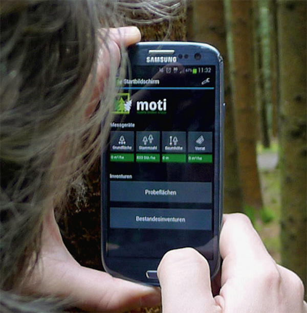 Anwendung der App im Wald