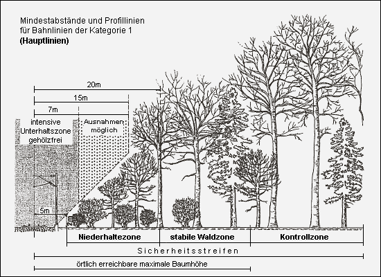 Mindestabstände und Profillinien für Hauptlinien