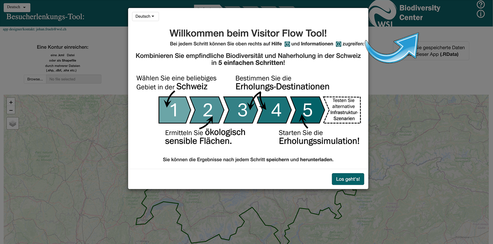 Screenshot Besucherlenkungstool