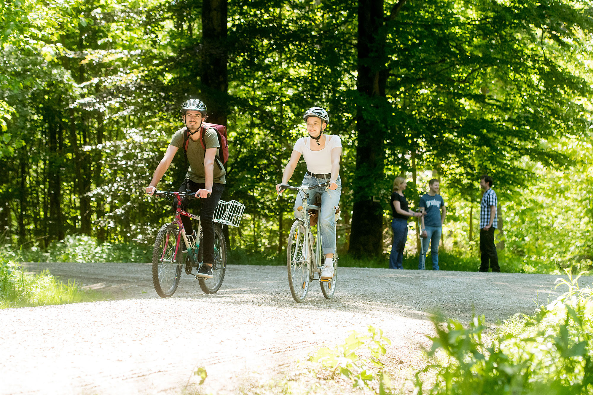 Zwei Fahradfahrer im Wald