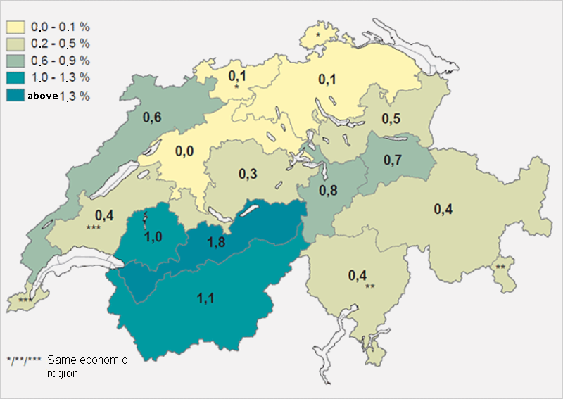 Proportion of rowans by economic region