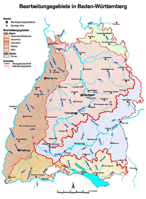 Anteile Baden-Württembergs an den Flussgebietseinheiten Rhein und Donau