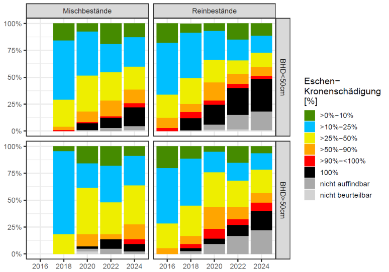 Eine Tabelle zeigt die Misch- und Reinbestände im Vergleich