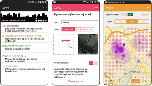 Copie d’écran de l’application de prévention "Tique"