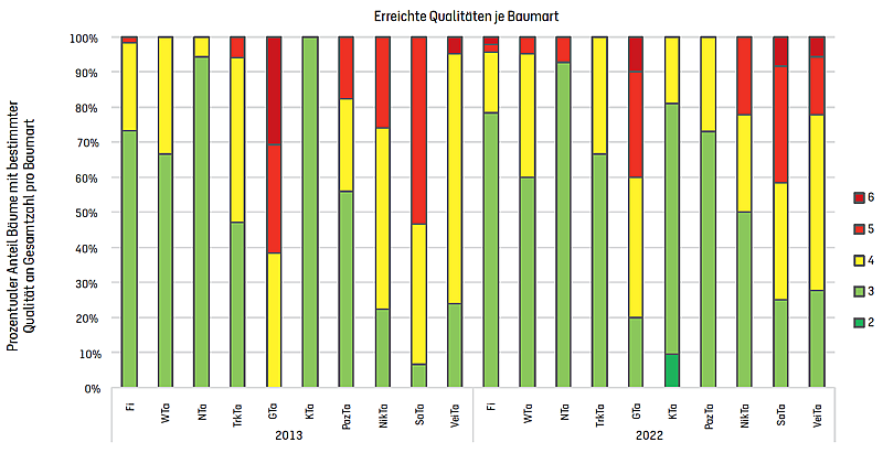 Prozentualer Anteil der Bäume mit einer bestimmten Qualität